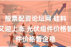 股票配资论坛网 硅料节前又迎上涨 光伏组件价格暂企稳